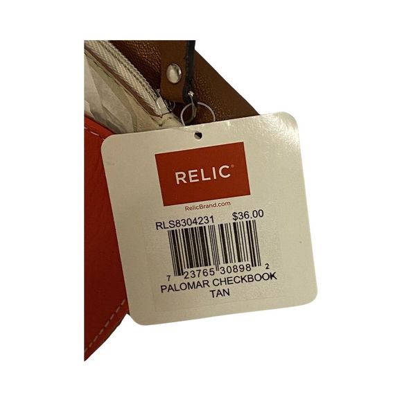 RELIC‎ Boho Style Faux Leather Brown Orange Checkbook Wallet Slots NWT - Picture 9 of 13